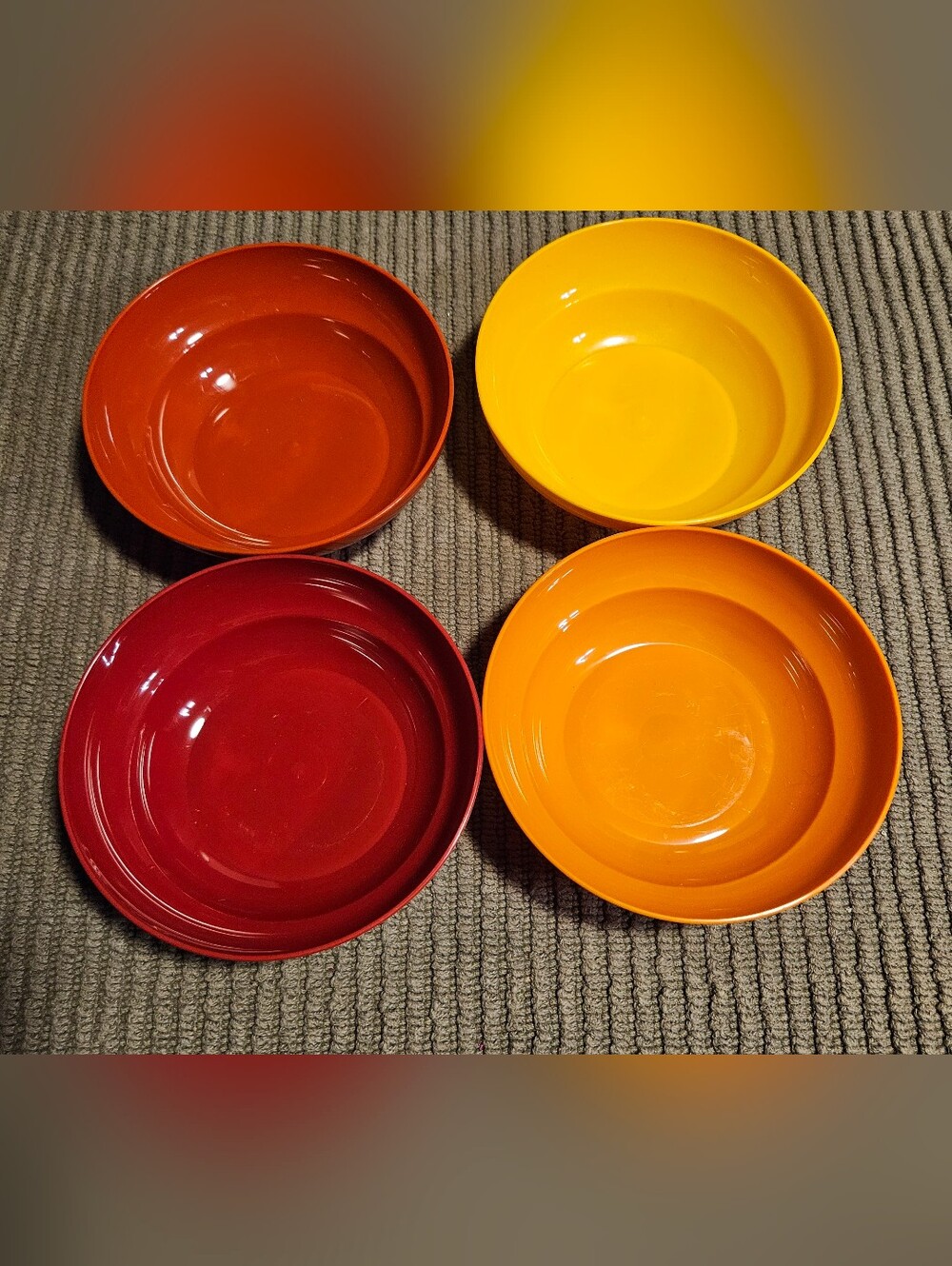 Tupperware Bright Red, Orange, Yellow & Orange-Red Mixing Bowls